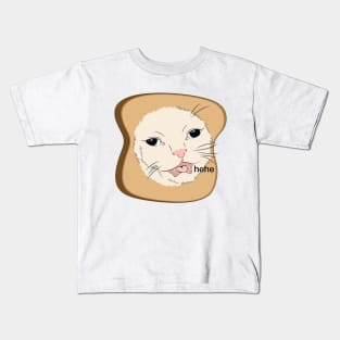 Hehe cat inside of toast dank meme cartoon illustration Kids T-Shirt